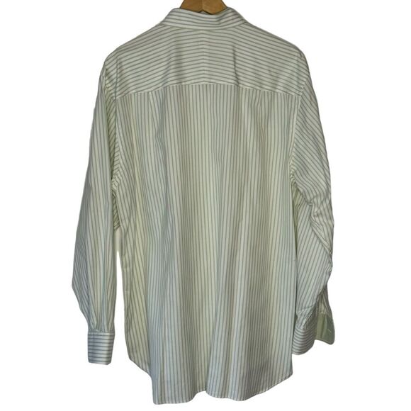 Ike Behar Men's Green White Pinstripe Dress Shirt Size Large - Picture 2 of 10